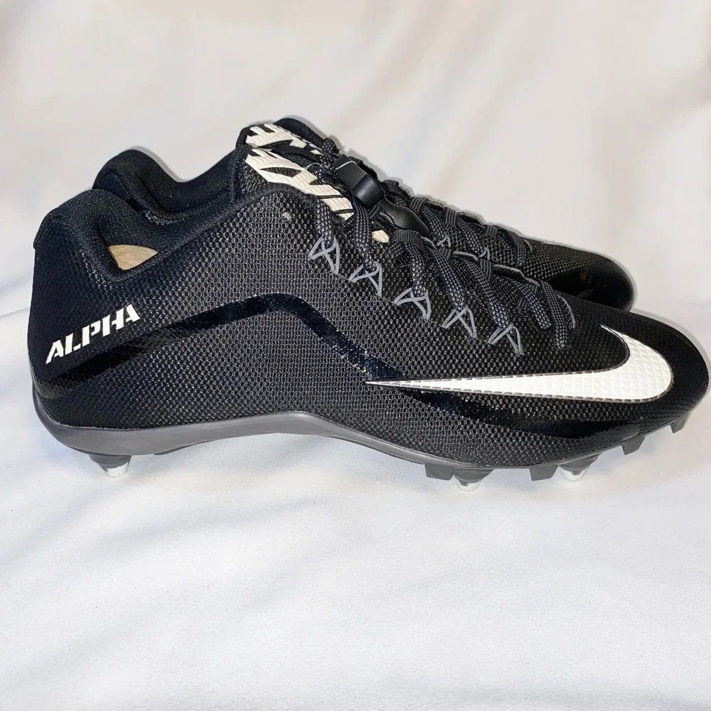 Nike Alpha Pro 2 Low TD Football Cleats Black White 719928-010‎ Mens Size 15